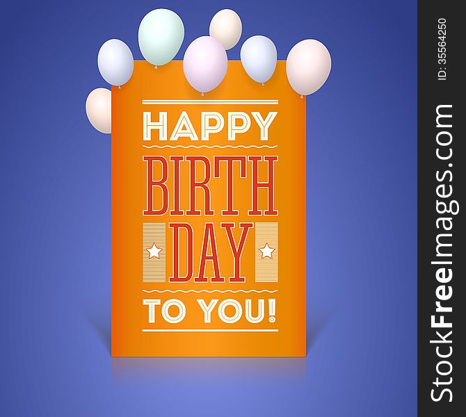 Greeting card Happy Birthday, typography, festive balls of paper