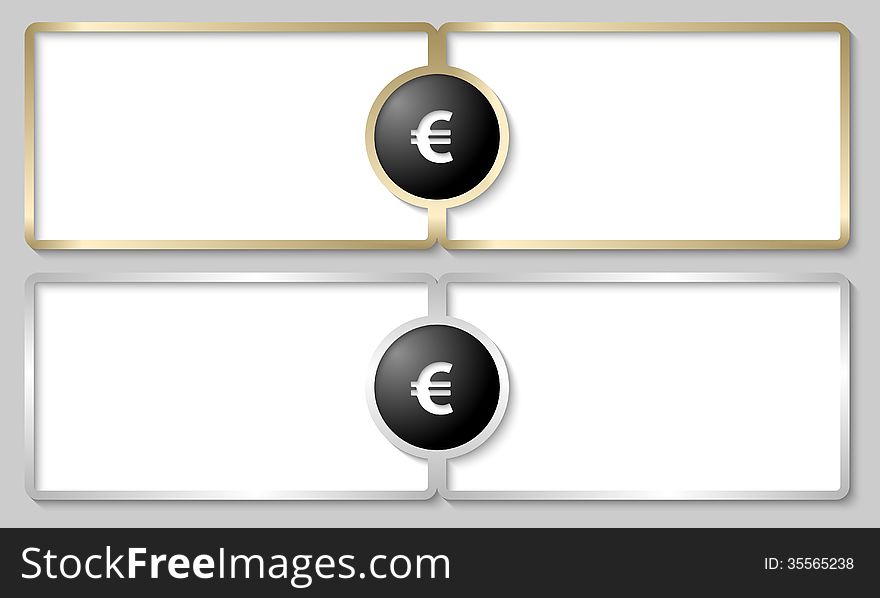 Silver and golden text boxes with euro sign