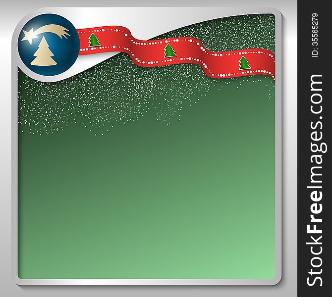 Silver text box with a Christmas motif and falling snow