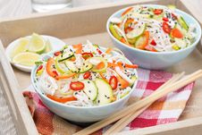 Thai Salad With Vegetables, Rice Noodles And Chicken Royalty Free Stock Photo Thai Salad With Vegetables, Rice Noodles And Chicken Royalty Free Stock Photo