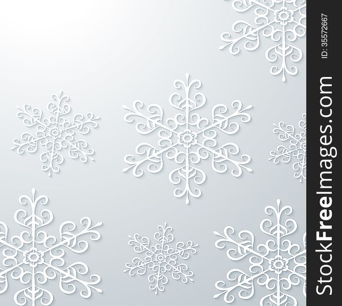 Light grey winter background with snowflakes
