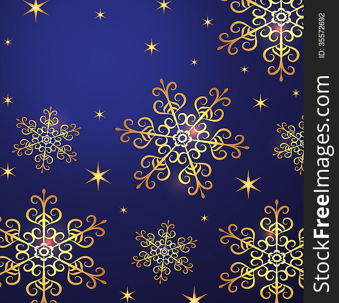 Holiday winter background with golden snowflakes. Holiday winter background with golden snowflakes