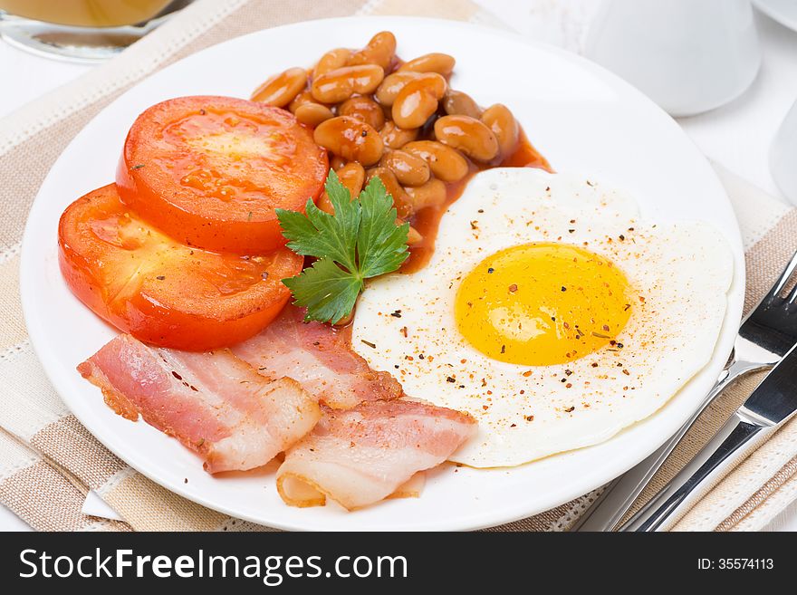 Traditional English Breakfast On The Plate