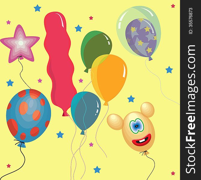 Background with color balloons,vector illustration