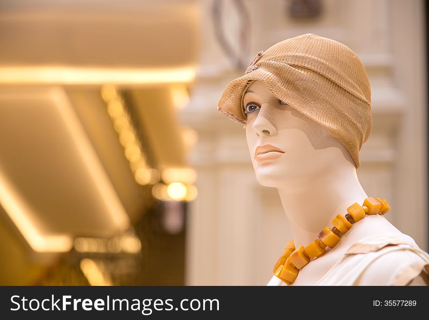 Mannequin wearing  clothes of retro collection in shopping mall