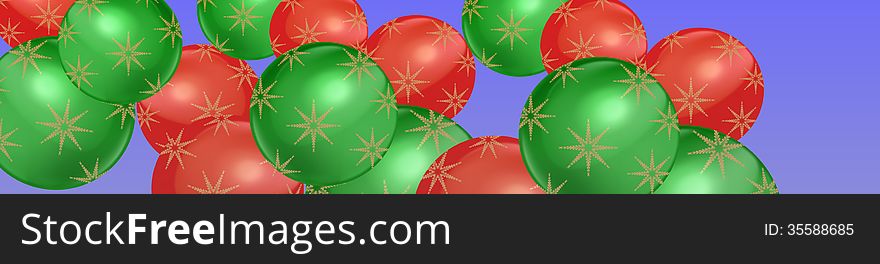 Simple pattern of colorful bright Christmas bauble banner timeline header smartphone or tablet with red and green xmas balls decoration. Simple pattern of colorful bright Christmas bauble banner timeline header smartphone or tablet with red and green xmas balls decoration