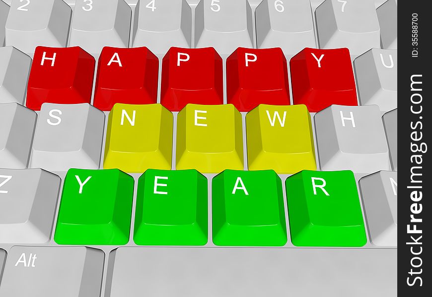 Illustration of pc keys Happy New Year. Illustration of pc keys Happy New Year