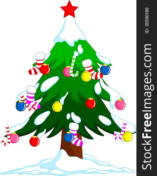 Christmas tree decorations and welcome new year