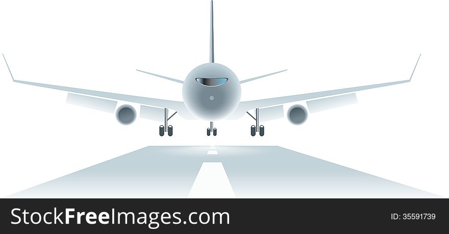 An illustration of landing airplane
