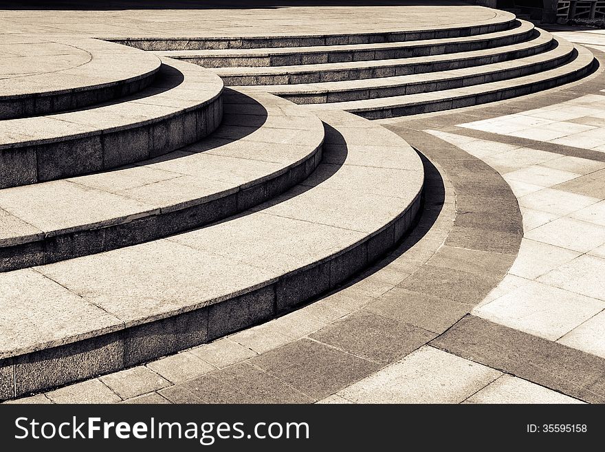 Details of stone circular stair