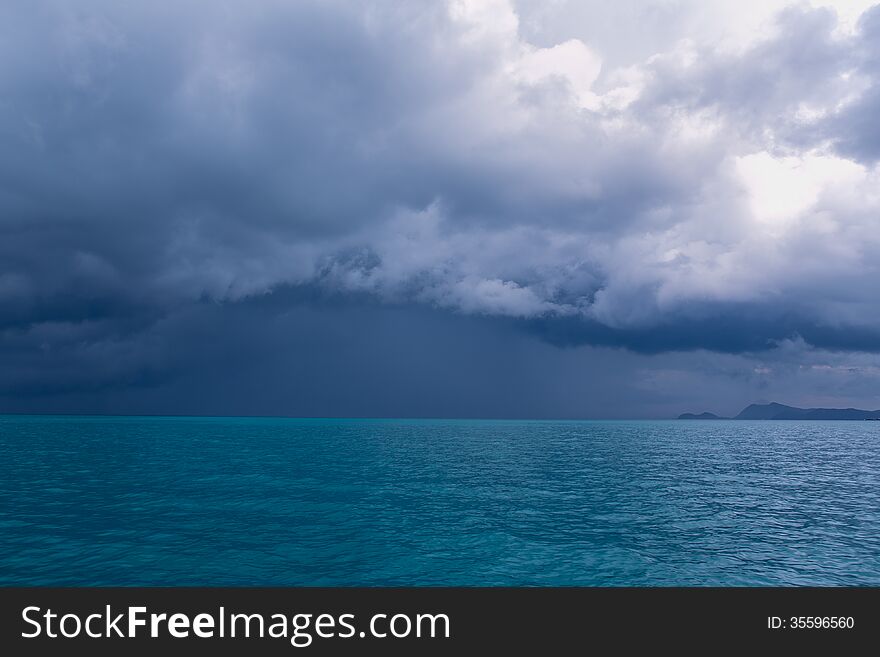 Amazing sky with clouds before a storm on the Andaman Sea