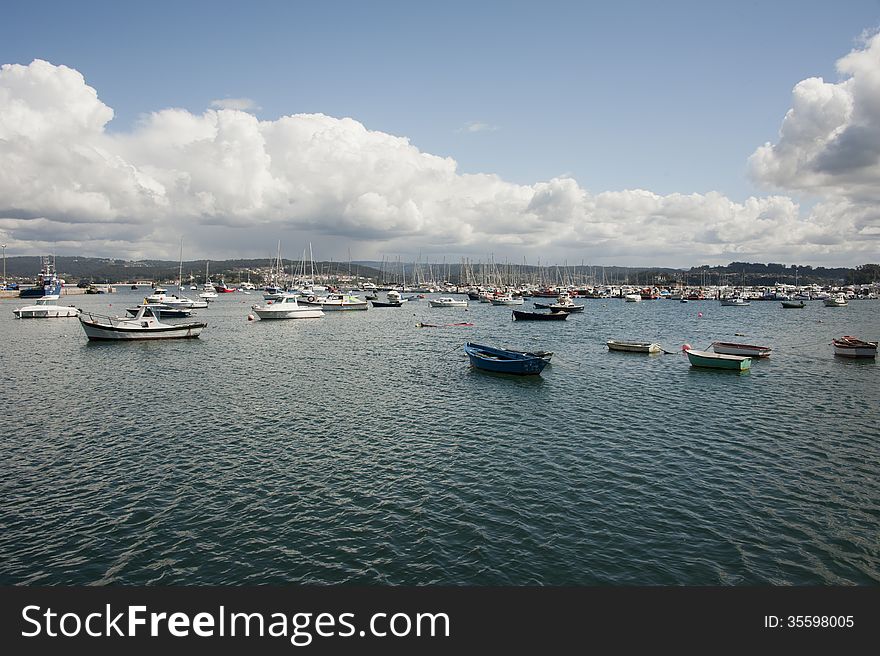 View of the fishing port in the natural estuary of Sada. View of the fishing port in the natural estuary of Sada.