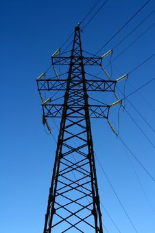 Power Line Isolated On Blue Stock Images Power Line Isolated On Blue Stock Images