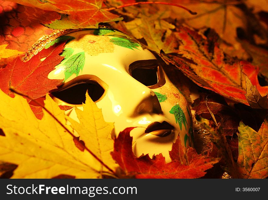 Mask in Maple leaves with different colors