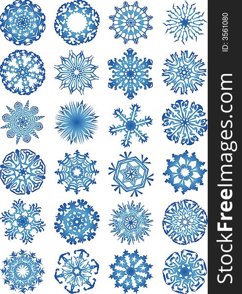 Beautiful cold crystal gradient snowflakes vector illustration. Fully editable, easy color. Beautiful cold crystal gradient snowflakes vector illustration. Fully editable, easy color.