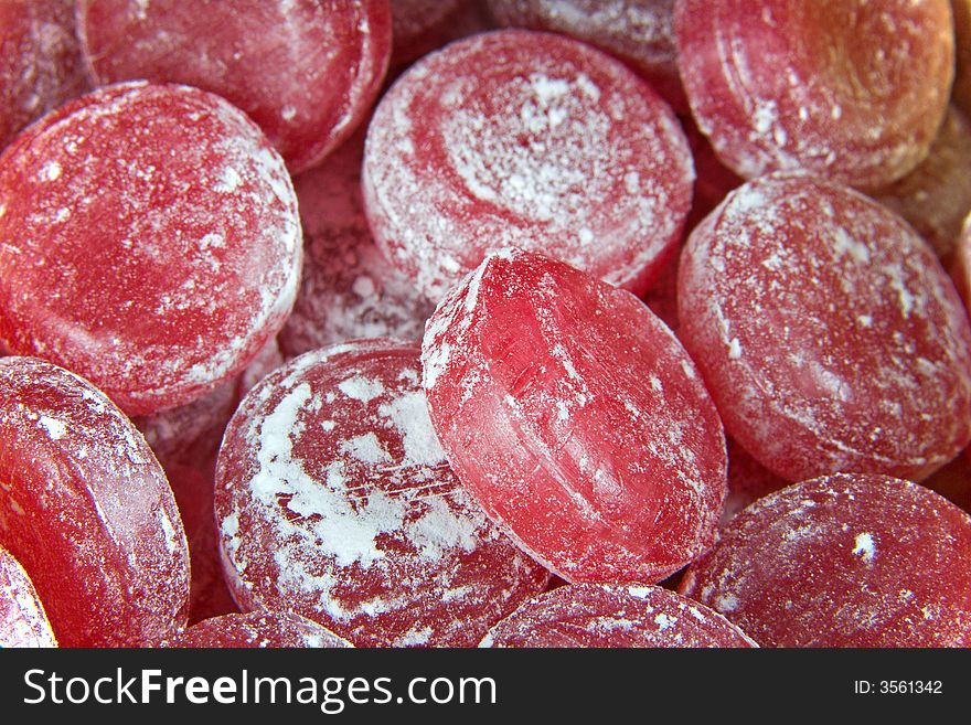 Cherry candies - close up background and texture