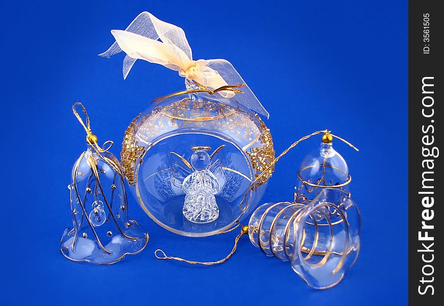 Glass bulb and angel, decoration christmas tree. Glass bulb and angel, decoration christmas tree