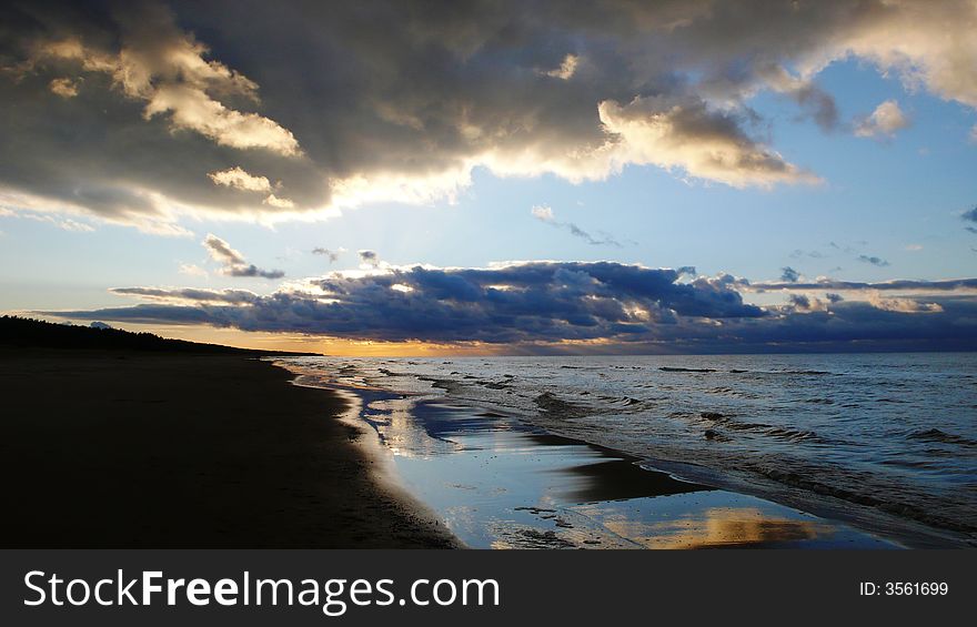 Baltic sea coast in the sunset light. Baltic sea coast in the sunset light