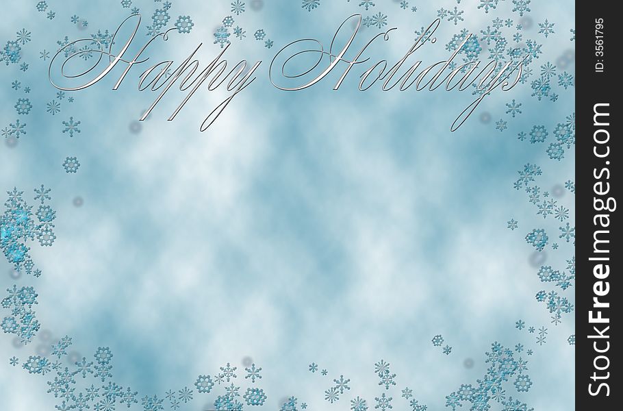 Elegant and classic Christmas Greeting on blue clouds with snowflakes to use for greeting or ad. Elegant and classic Christmas Greeting on blue clouds with snowflakes to use for greeting or ad.