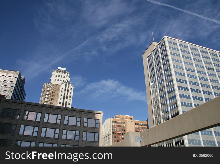 Looking up view of random buildings in kansas city. Looking up view of random buildings in kansas city.