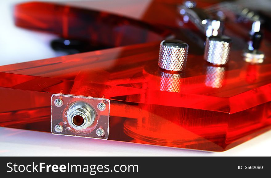 Input for rec acrylic guitar on white background. Input for rec acrylic guitar on white background