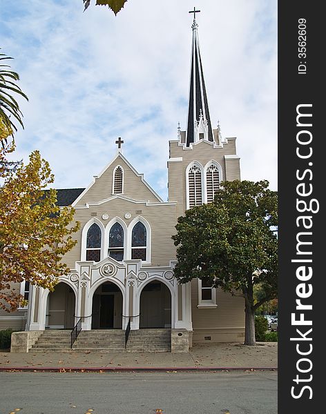 Beautiful small town church with bell tower