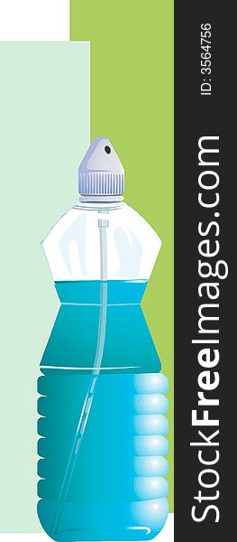 Illustration of Spray Bottle with blue liquid