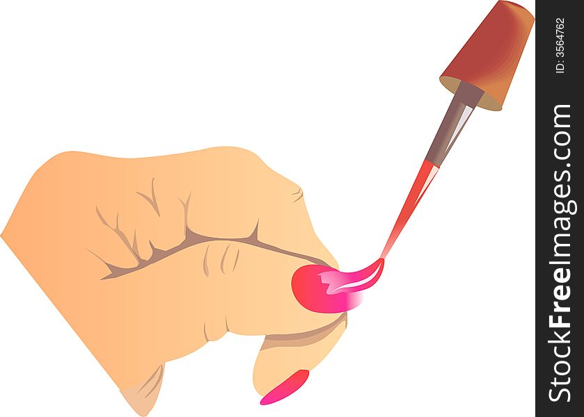 Illustration of applying nail polish to a human hand