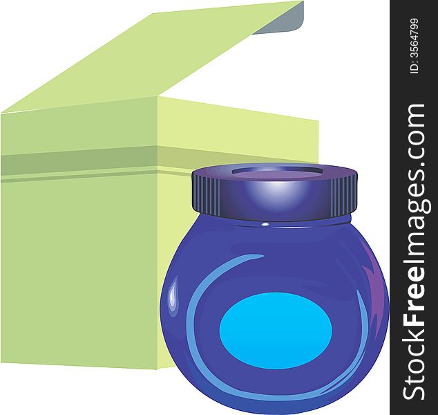 Illustration of Ink Bottle and package