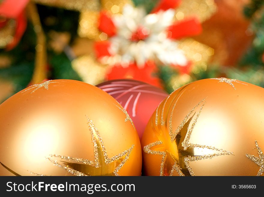 Christmas balls, isolated on christmas background