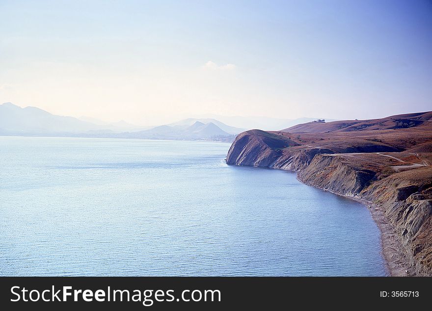 Sea on a background of mountains