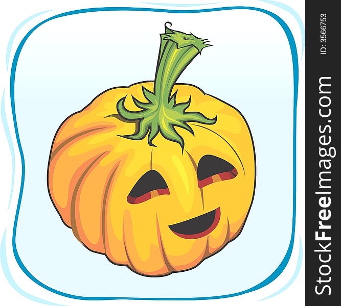 Illustration of Human faced Pumpkin with eyes and mouth