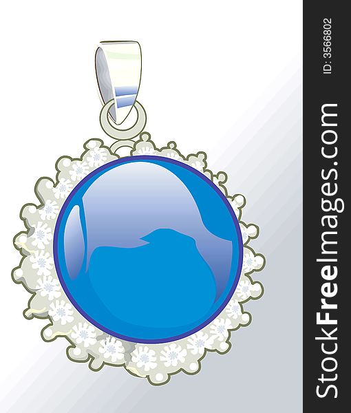 Illustration of a blue medal,
Necklace