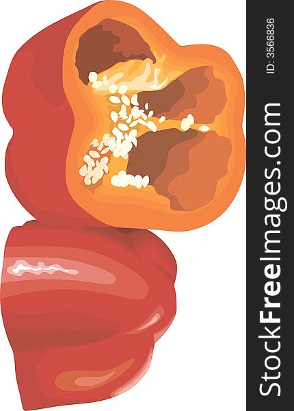 Illustration of red Sliced Capsicum