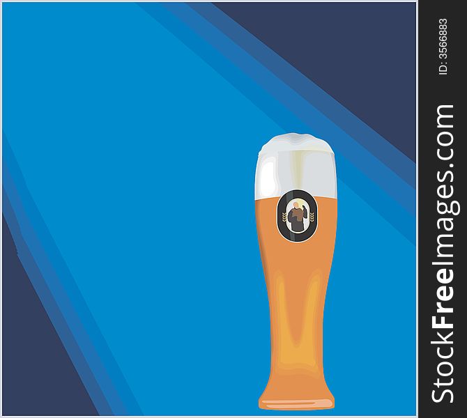 Illustration of a Beer glass with aman emblem