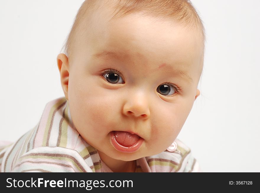 Sweet happy baby on white background. Sweet happy baby on white background