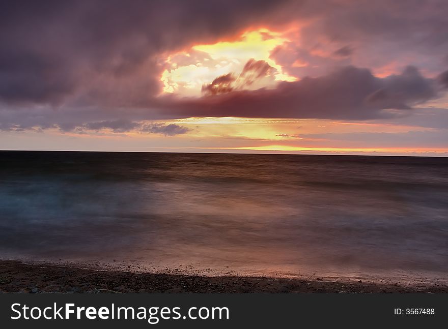 Summer landscape with sea sunset. Summer landscape with sea sunset