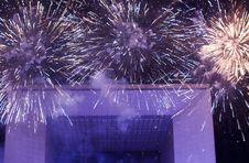Fireworks At Grand Arch, France Royalty Free Stock Images Fireworks At Grand Arch, France Royalty Free Stock Images