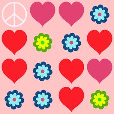 Many Shapes Of Heart, Flowers And Peace Symbol Royalty Free Stock Image Many Shapes Of Heart, Flowers And Peace Symbol Royalty Free Stock Image