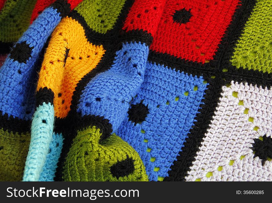 Colorful blanket, with different squares