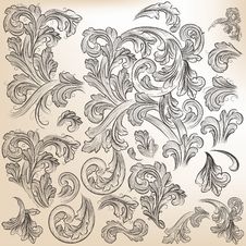 Collection Of Vector Floral Decorative Swirls For Design Stock Photography Collection Of Vector Floral Decorative Swirls For Design Stock Photography