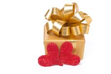 Gift Box And Hearts For Valentine S Day, Isolated Royalty Free Stock Photography