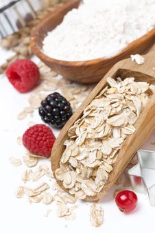 Oatmeal, Flour, Eggs And Berries - Ingredients For Baking Stock Image Oatmeal, Flour, Eggs And Berries - Ingredients For Baking Stock Image