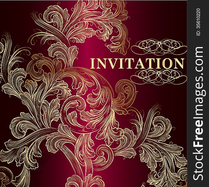 Luxury vector invitation card in vintage style