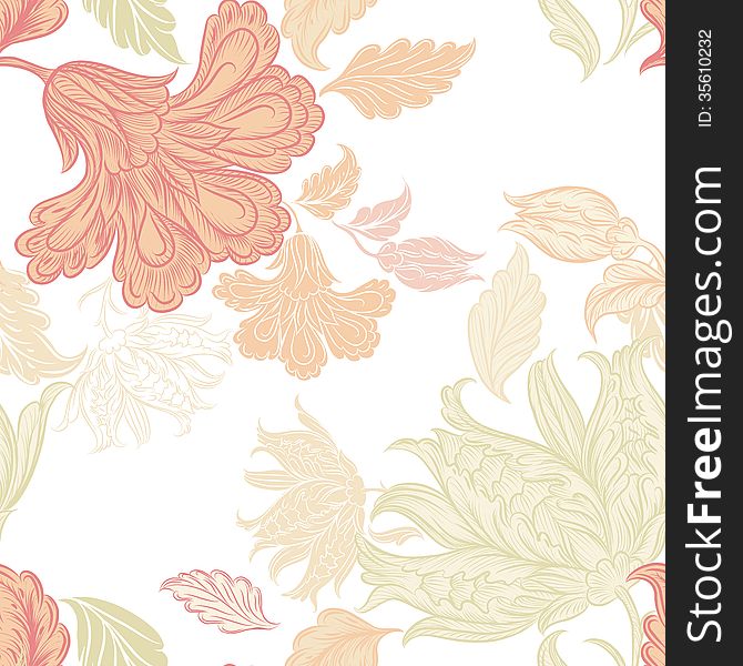 Seamless wallpaper pattern with floral elements for design