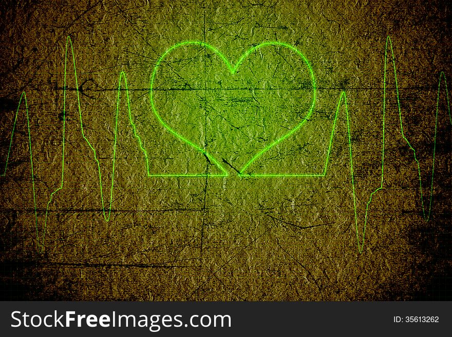 Grunge texture background and heartbeat, the detail of old grunge background