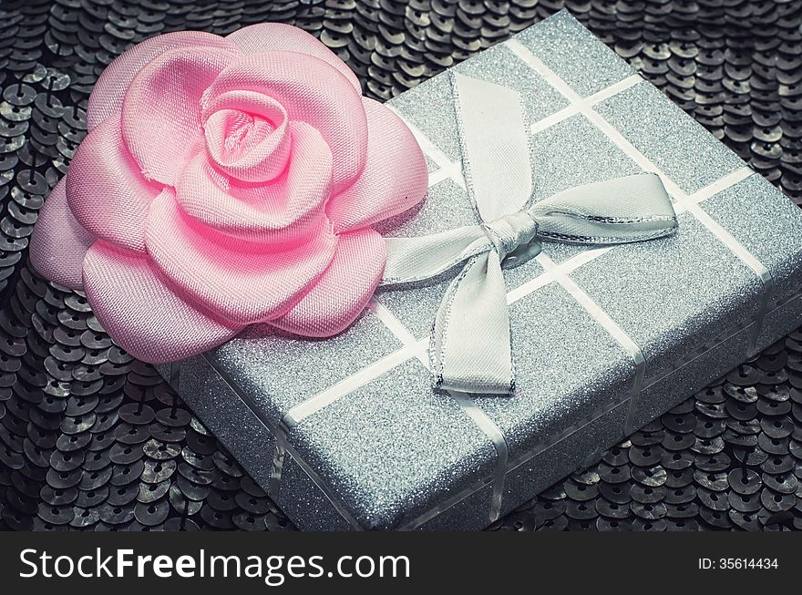 Gift Box With Decorative Flower