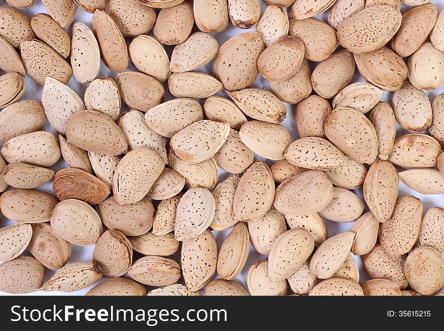 Almond nuts in close up image.