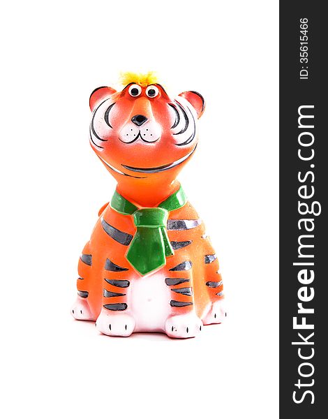 Toy piggy bank in the form of funny tiger