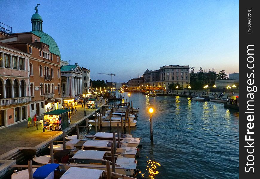 Beautiful view of the Canal Grande at Sunset in Venice. Beautiful view of the Canal Grande at Sunset in Venice